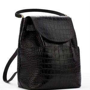 Cuyana Croc Embossed Leather Backpack